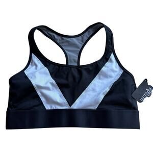 Victoria's Secret Victoria Sport Bra The Player Black White Medium Racerback NWT